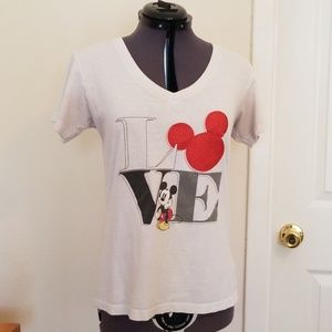 White Mickey Mouse "LOVE" Graphic Tee